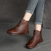 Women Retro Leather Minimalist Flat Casual Boots Newgew Shoes